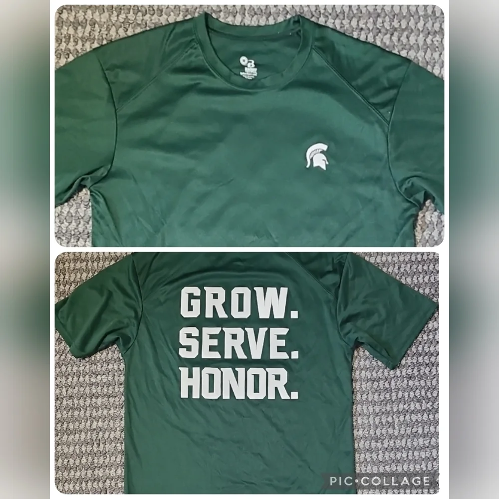 MSU SPARTANS Green Athletic Men's M Shirt GROW SERVE HONOR - Picture 6 of 6